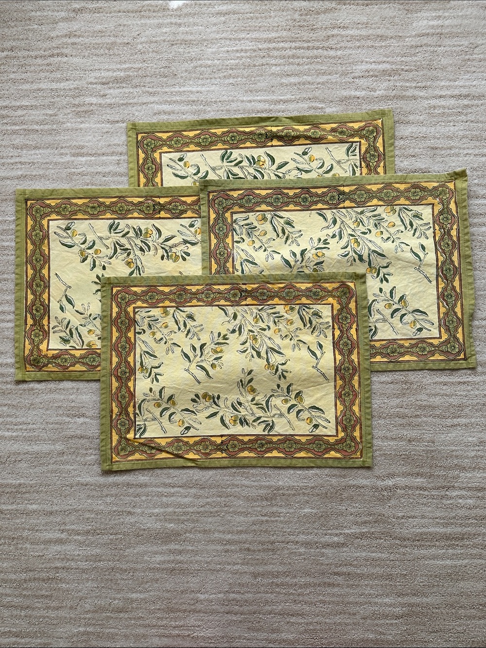 Set of 4 Couleur Nature Olive Tree Placemats Yellow/Green Designed by Bruno Lamy